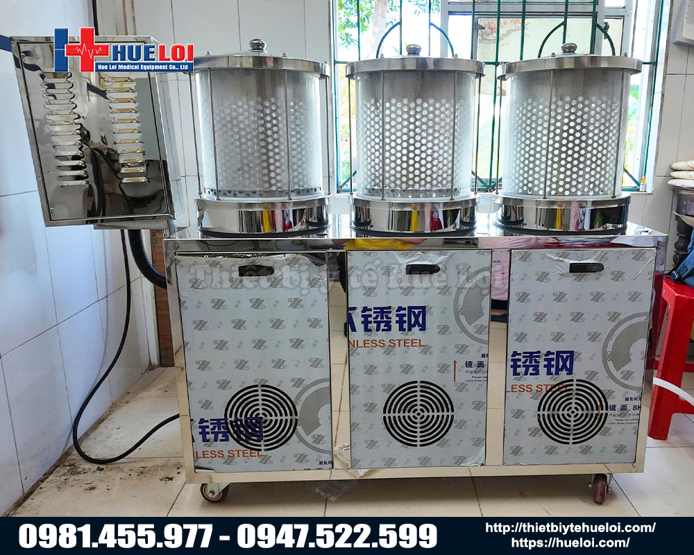 hệ thống sắc thuốc đ&oacute;ng t&uacute;i 3 nồi 