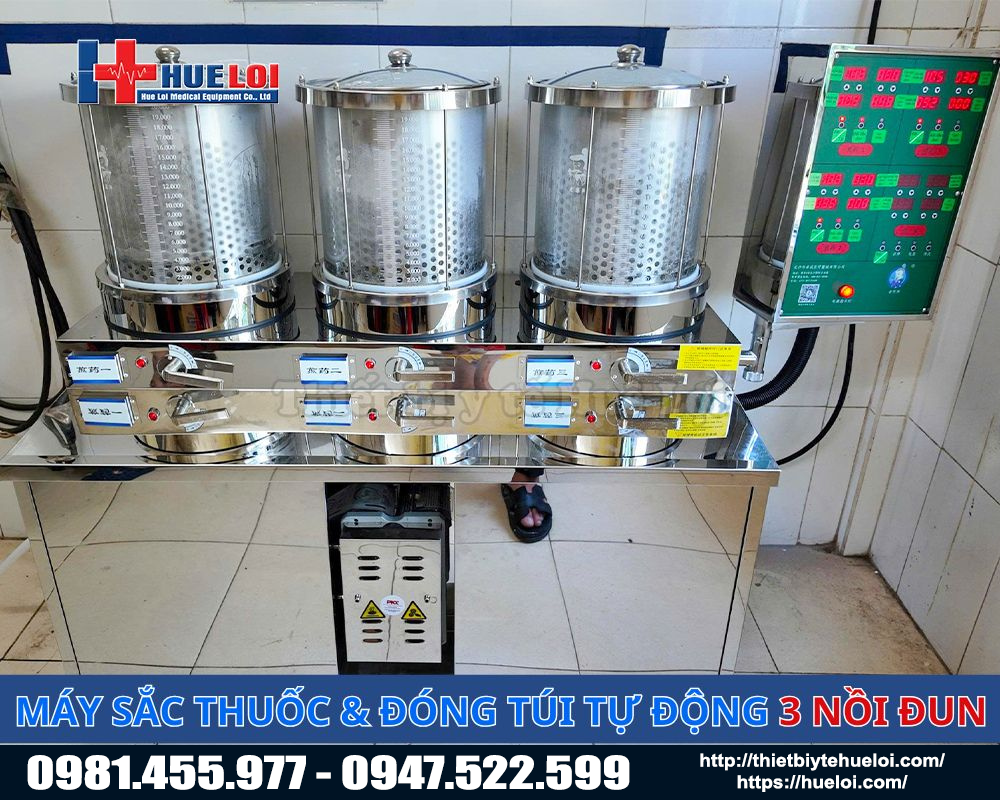 m&aacute;y sắc thuốc tự động 3 nồi đung ch&iacute;nh h&atilde;ng 
