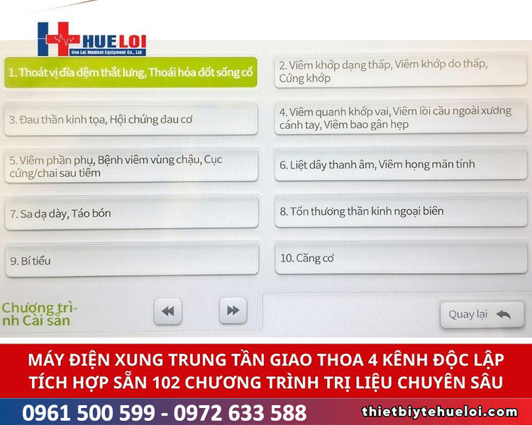 chương tr&igrave;nh trị liệu điện xung
